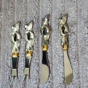 Vintage Arthur Court Trout Cheese Spreaders and Cocktail Serving Set